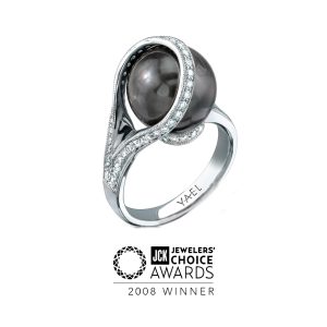 Tahitian Pearl and Diamond Swirl Ring