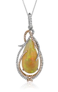 White Opal and Diamond Pendant