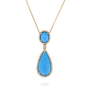 Double Drop Turquoise Pendant Necklace