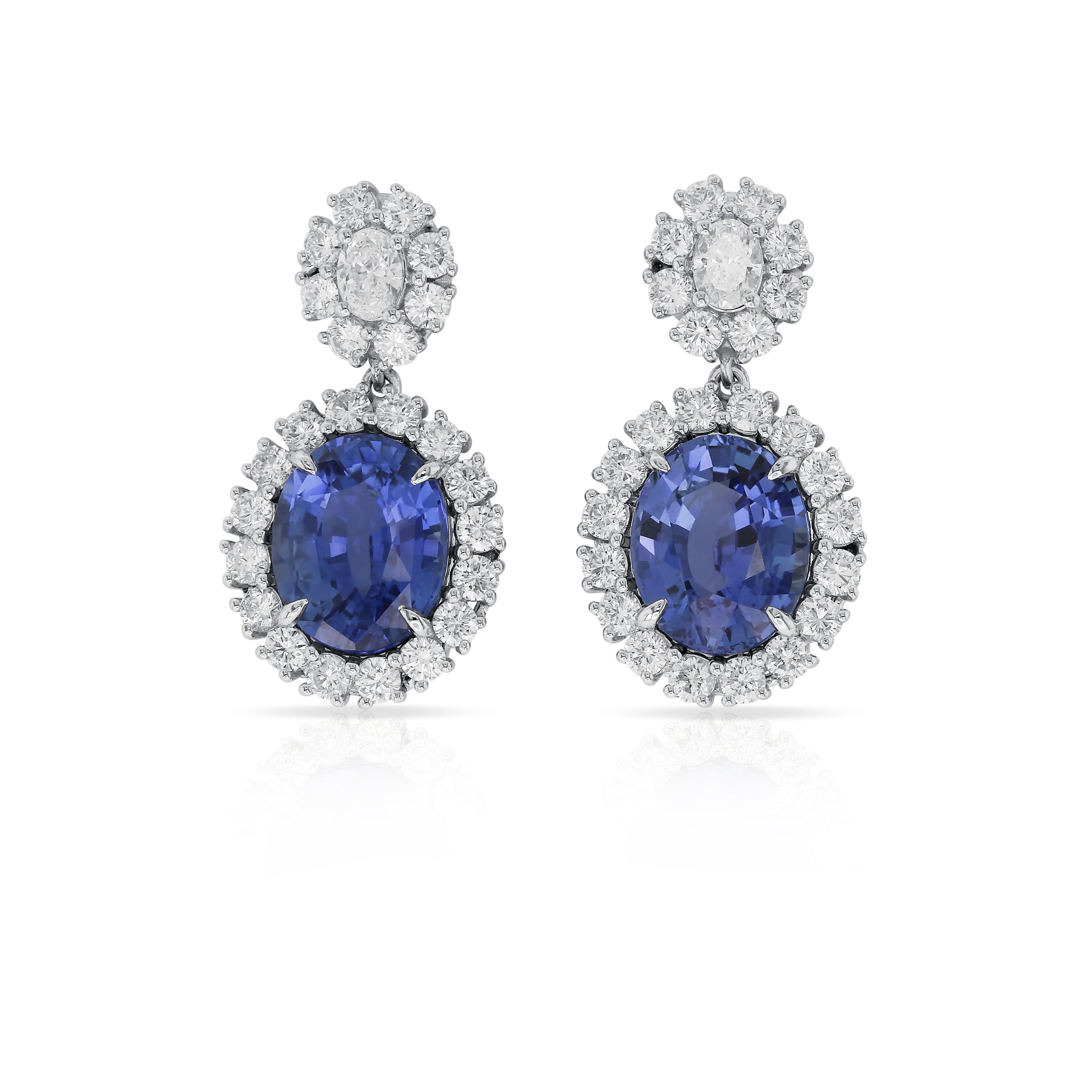 Blue Sapphire and Diamond Chandelier Earrings