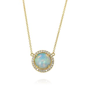 Two-Tone  White Opal and Diamond Pendant
