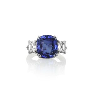 Royal Blue Sapphire & Emerald Diamond Ring