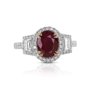 Ruby Oval Diamond Frame Ring