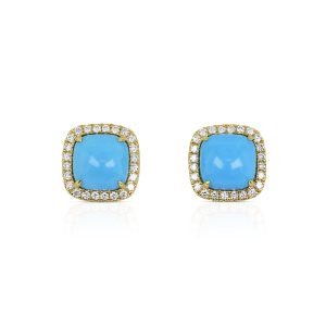 Cushion Turquoise Stud Earrings