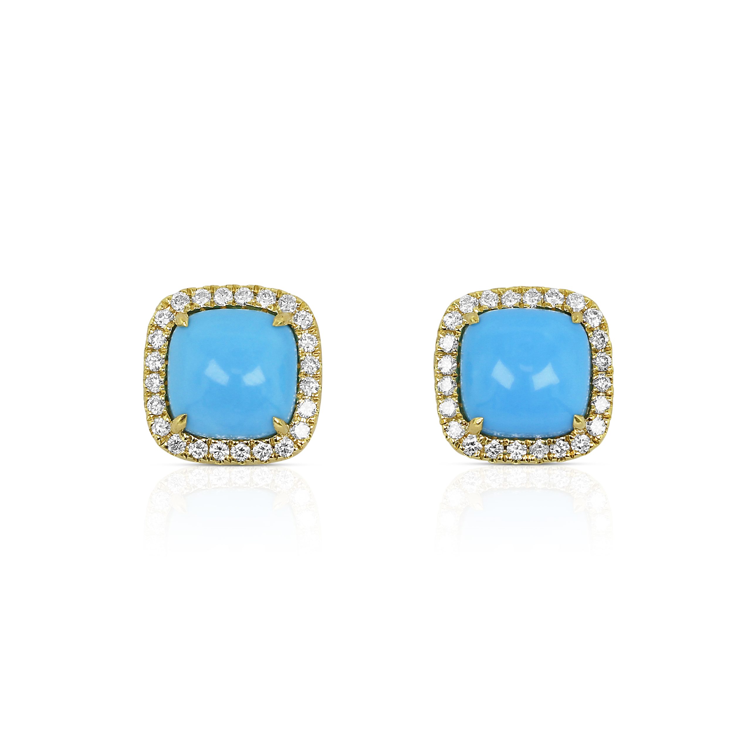 Cushion Turquoise Stud Earrings