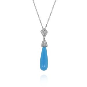 Slim Teardrop Turquoise Pendant