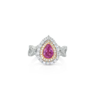Pink Sapphire and Diamond Teardrop Ring