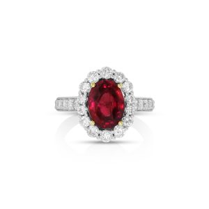 Ruby Diamond Halo Ring