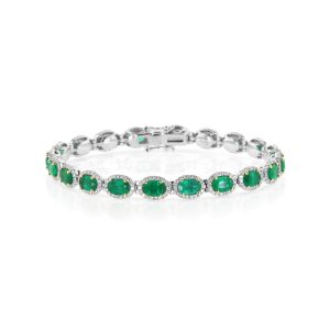 Emerald and Diamond Tennis Bracelet