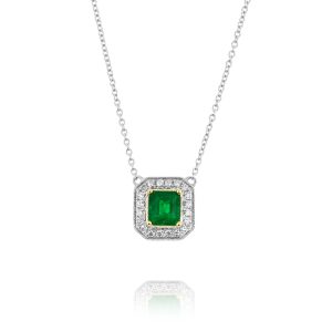 Radiant Emerald and Diamond Necklace