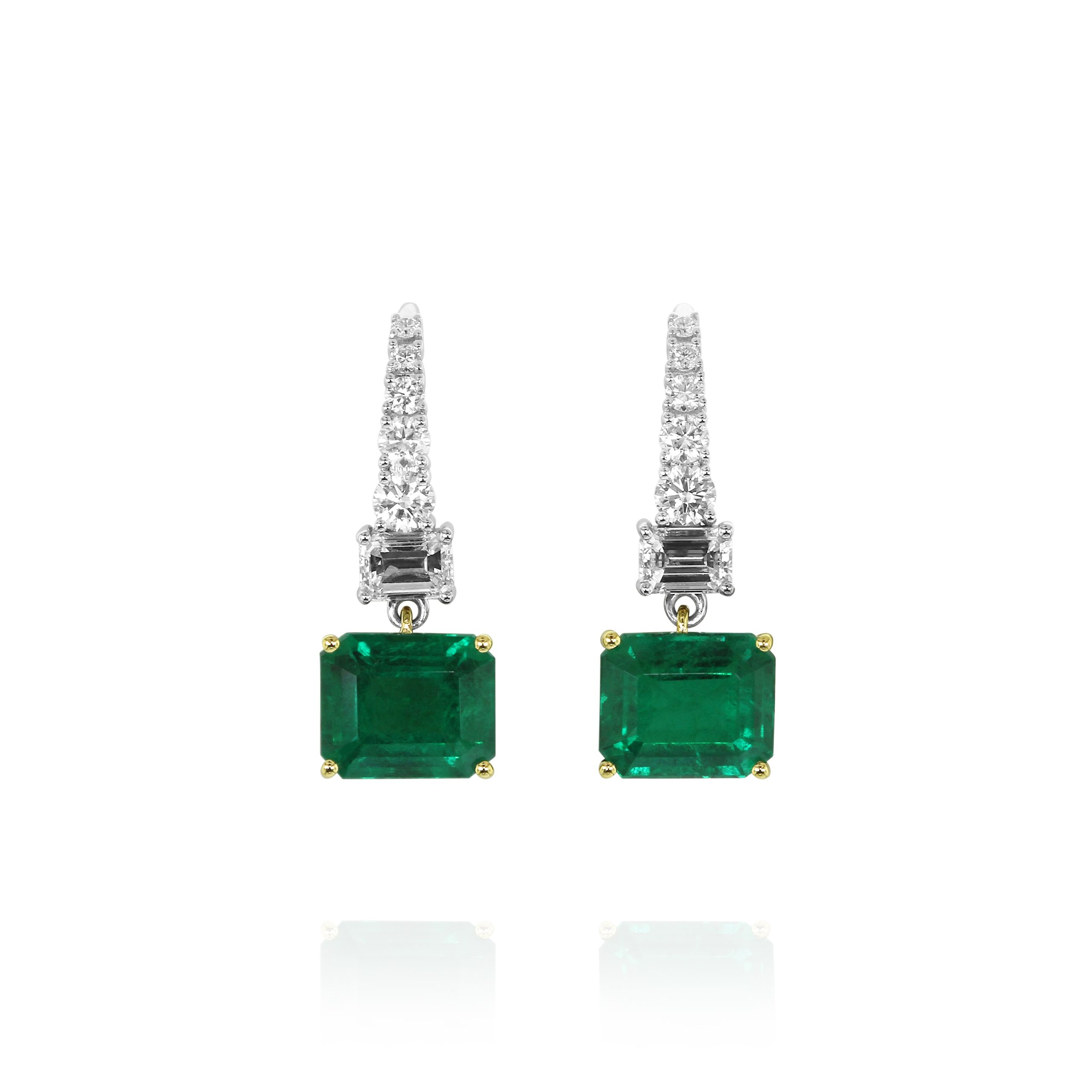 Emerald and Diamond Drop Earrings - Image 2
