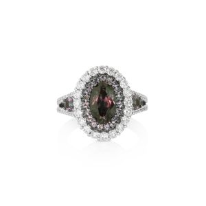 Oval Garnet Diamond Halo Ring