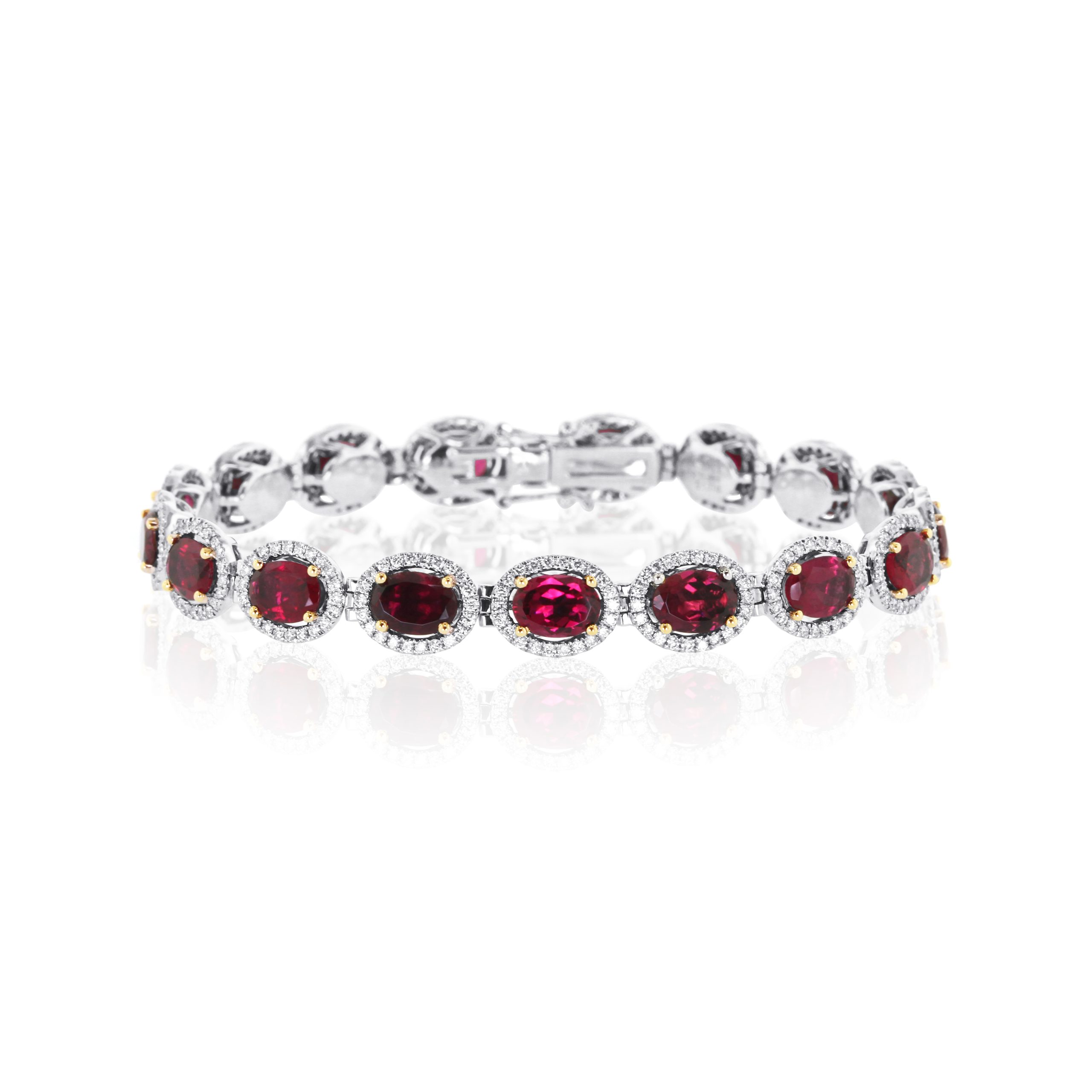 Rubellite Tourmaline and Diamond Line Bracelet