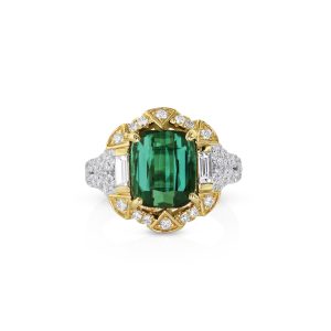 Cushion Green Tourmaline Ring