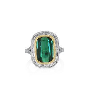 Cushion Green Tourmaline Ring