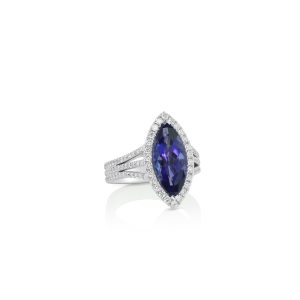 Marquise Tanzanite Halo Ring