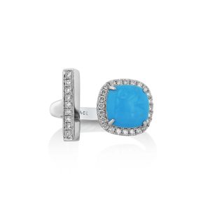 Turquoise and Diamond Bar RIng