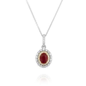 Oval Ruby Diamond Pendant