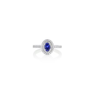 Blue Sapphire Halo Ring