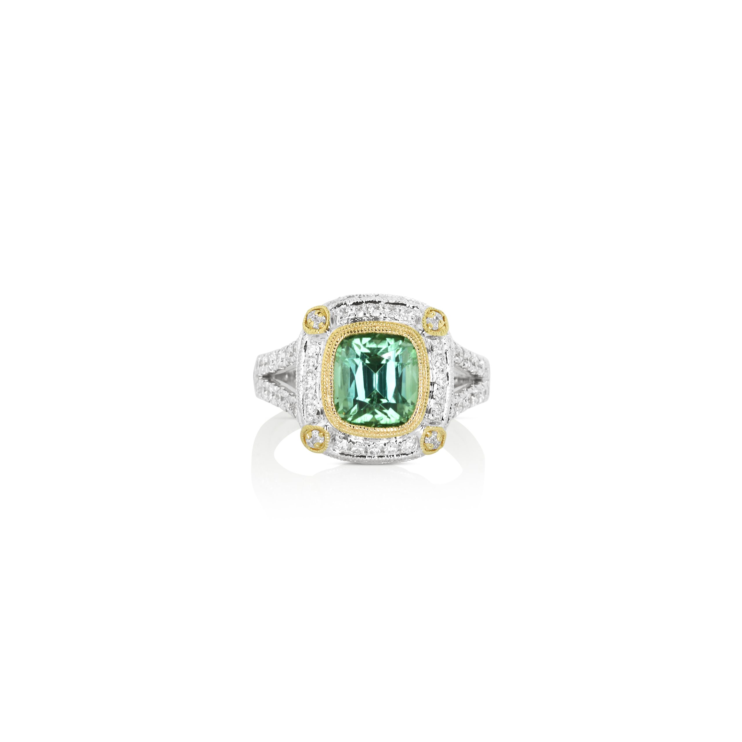 Cushion Green Tourmaline Ring - Image 2
