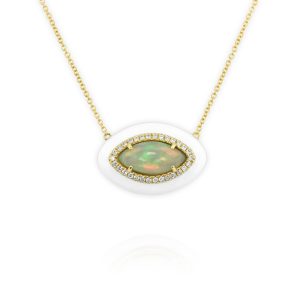 White Opal Marquise Pendant Necklace