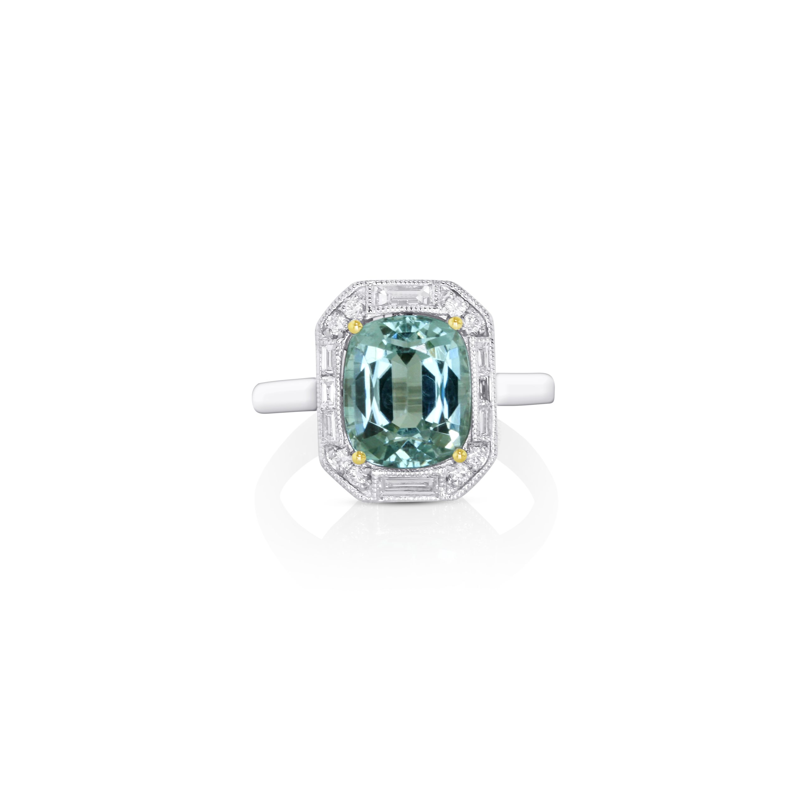 Cushion Green Tourmaline Ring