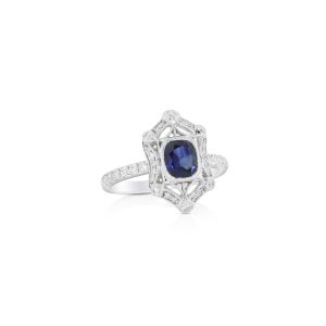 Blue Sapphire and Diamond Ring