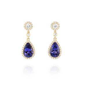 Pear Tanzanite & Diamond Drop Earrings