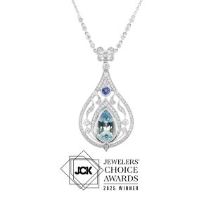 Pear-Shaped Aquamarine and Diamond Pendant