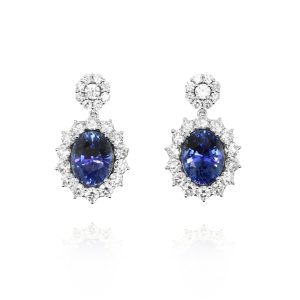 Blue Sapphire and Diamond Earrings