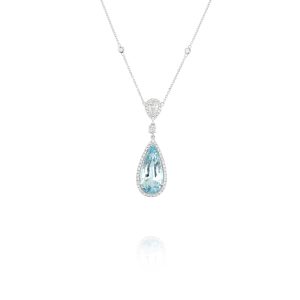 Pear-Shaped Aquamarine and Diamond Pendant