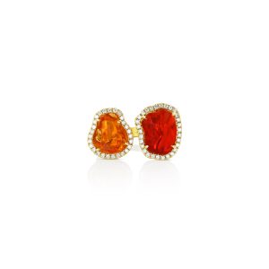 Fire Opal Duo Ring