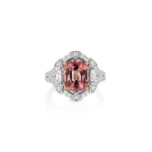 Art Deco Pink Tourmaline Cocktail Ring