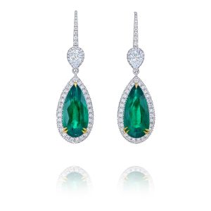 Emerald and Diamond Drop Earrings