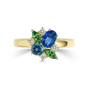 Blue Sapphire & Tsavorite Ring