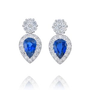 Blue Sapphire and Diamond Earrings