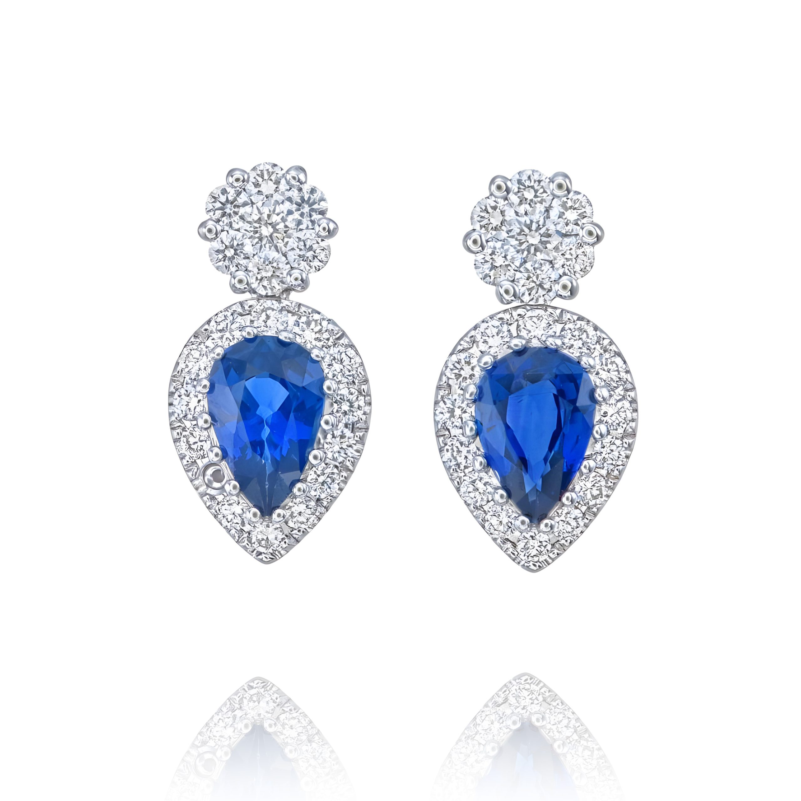 Blue Sapphire and Diamond Earrings