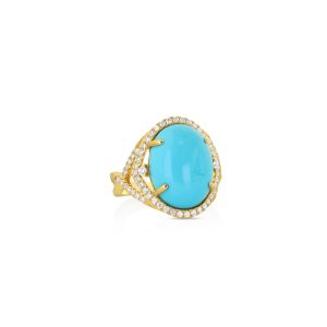 Oval Turquoise and Diamond Cocktail Ring