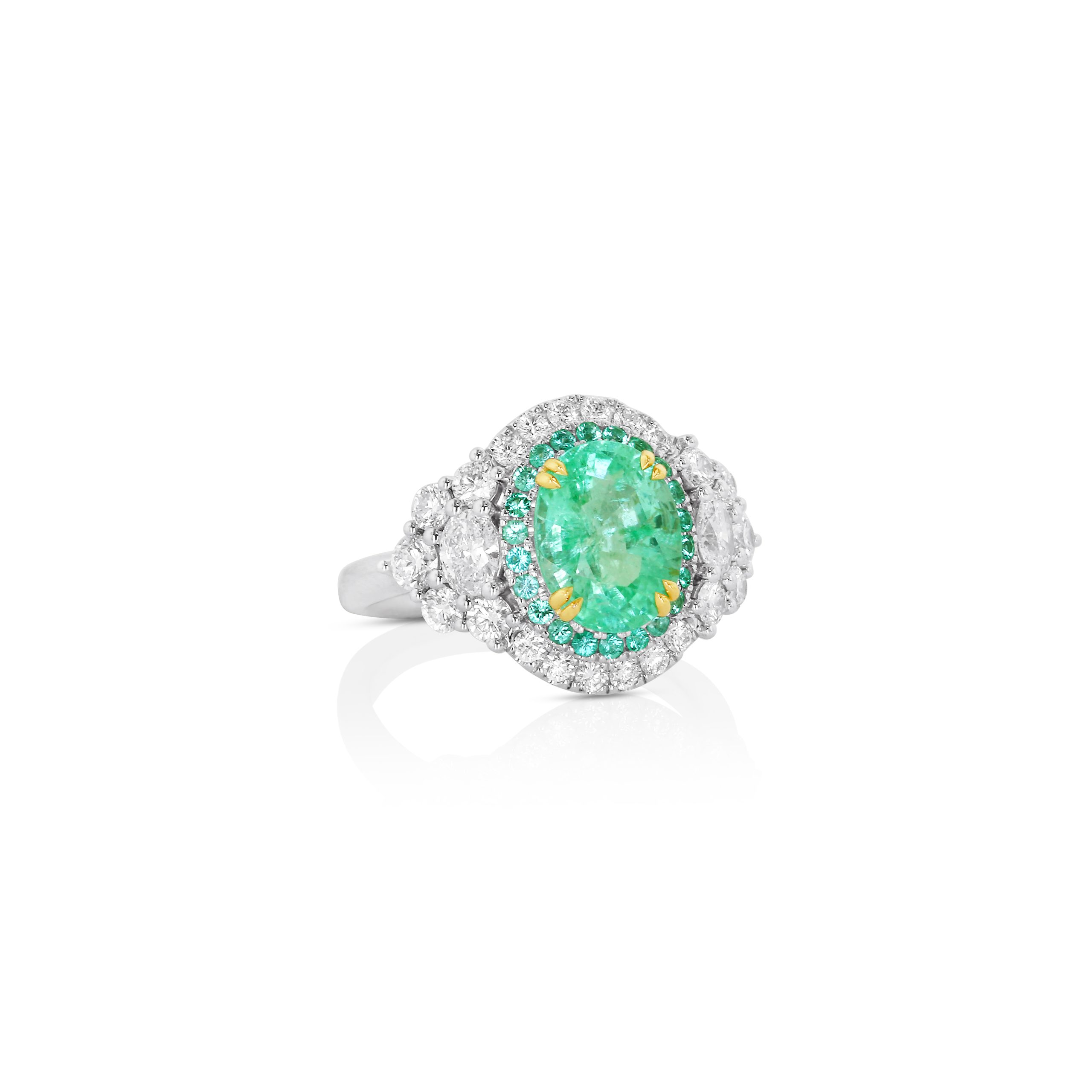 Oval Paraiba with Diamond Double Halo Ring - Image 2