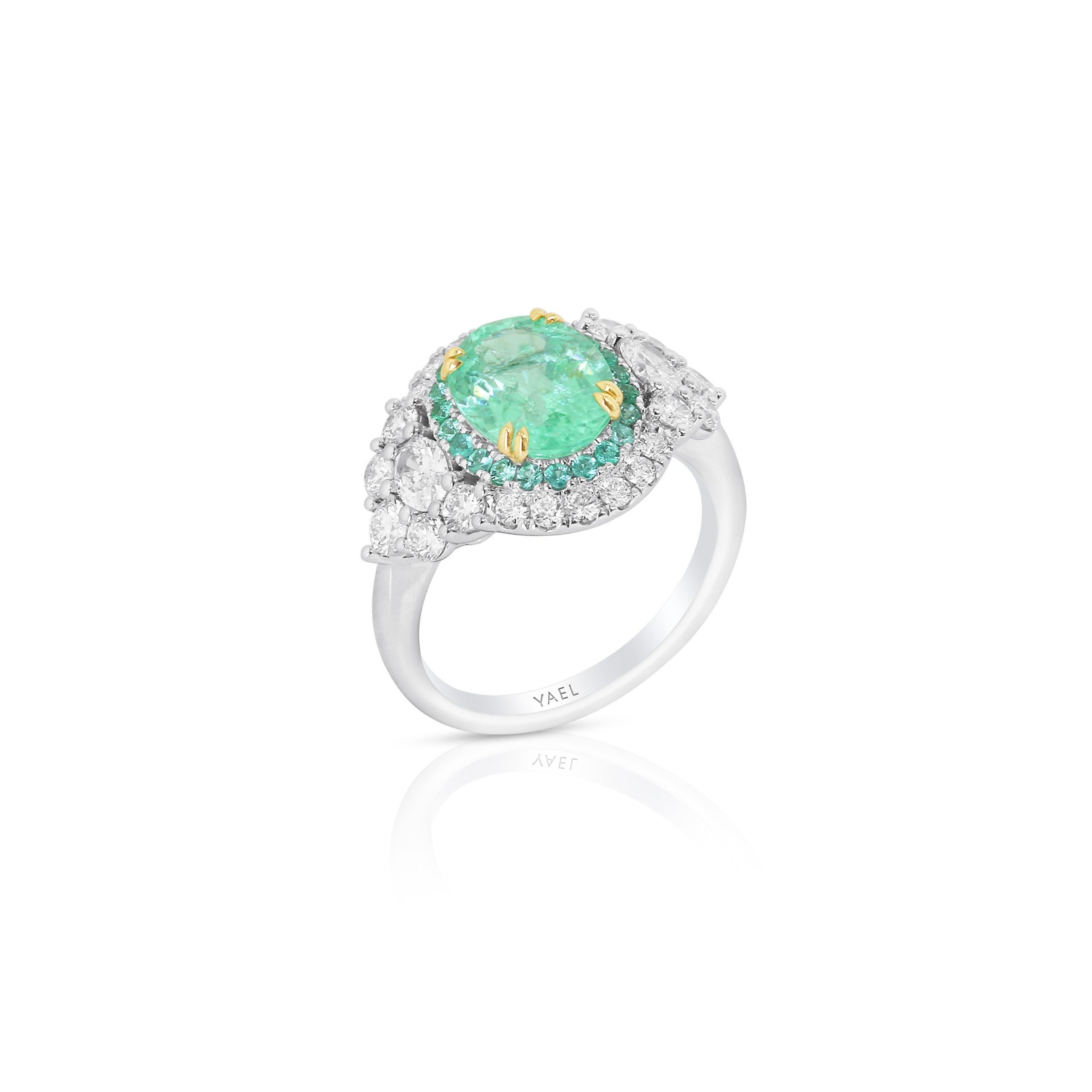 Oval Paraiba with Diamond Double Halo Ring - Image 3