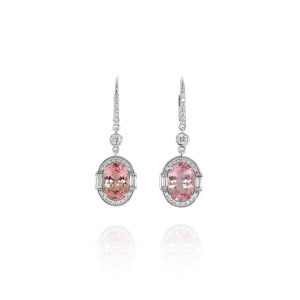 Oval Pink Tourmaline Drop Earrings