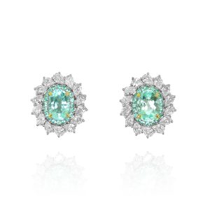 Radiant Oval Paraiba Cluster Earrings
