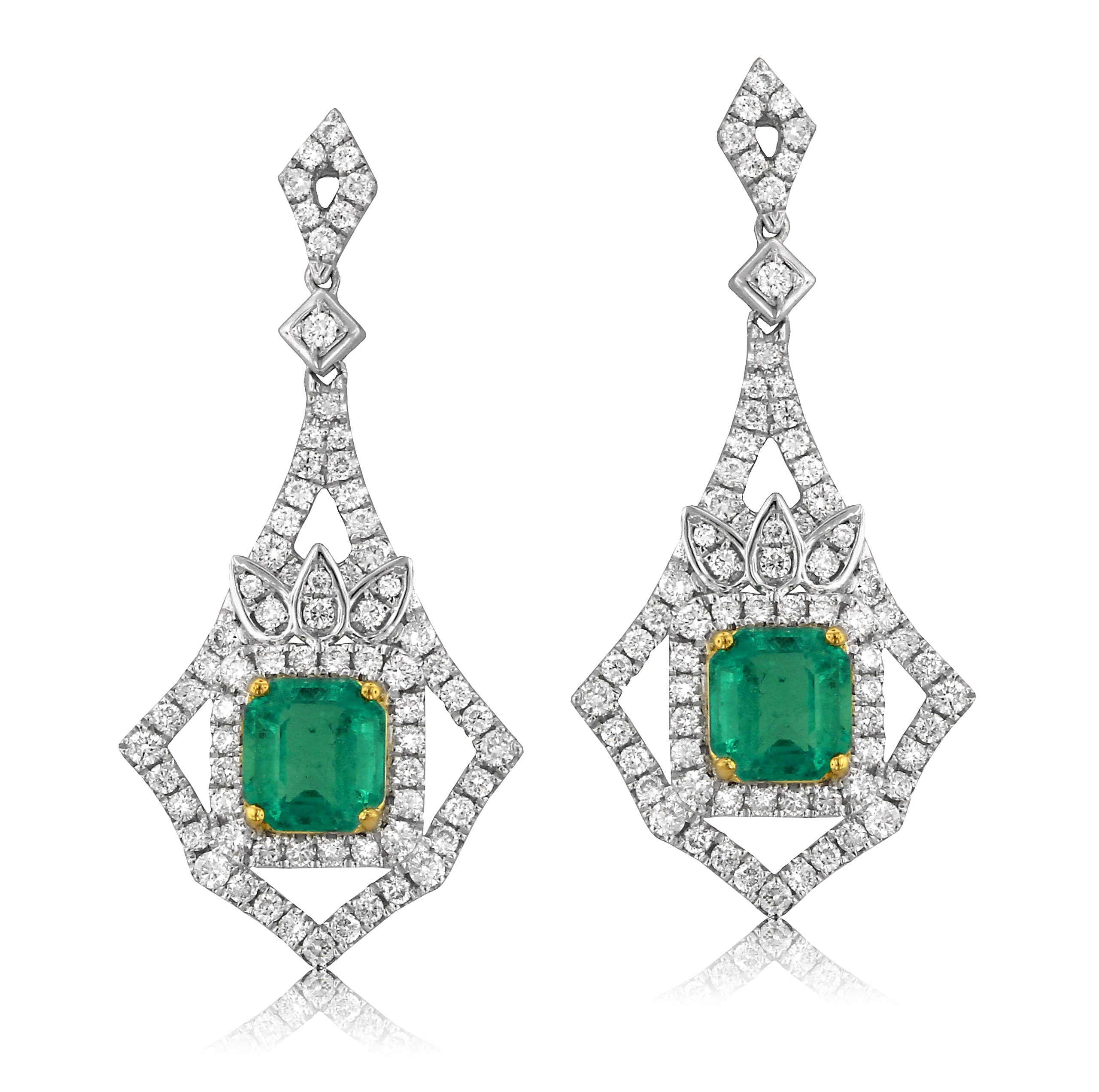 Emerald and Diamond Earrings
