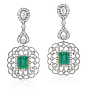 Emerald and Diamond Drop Earrings
