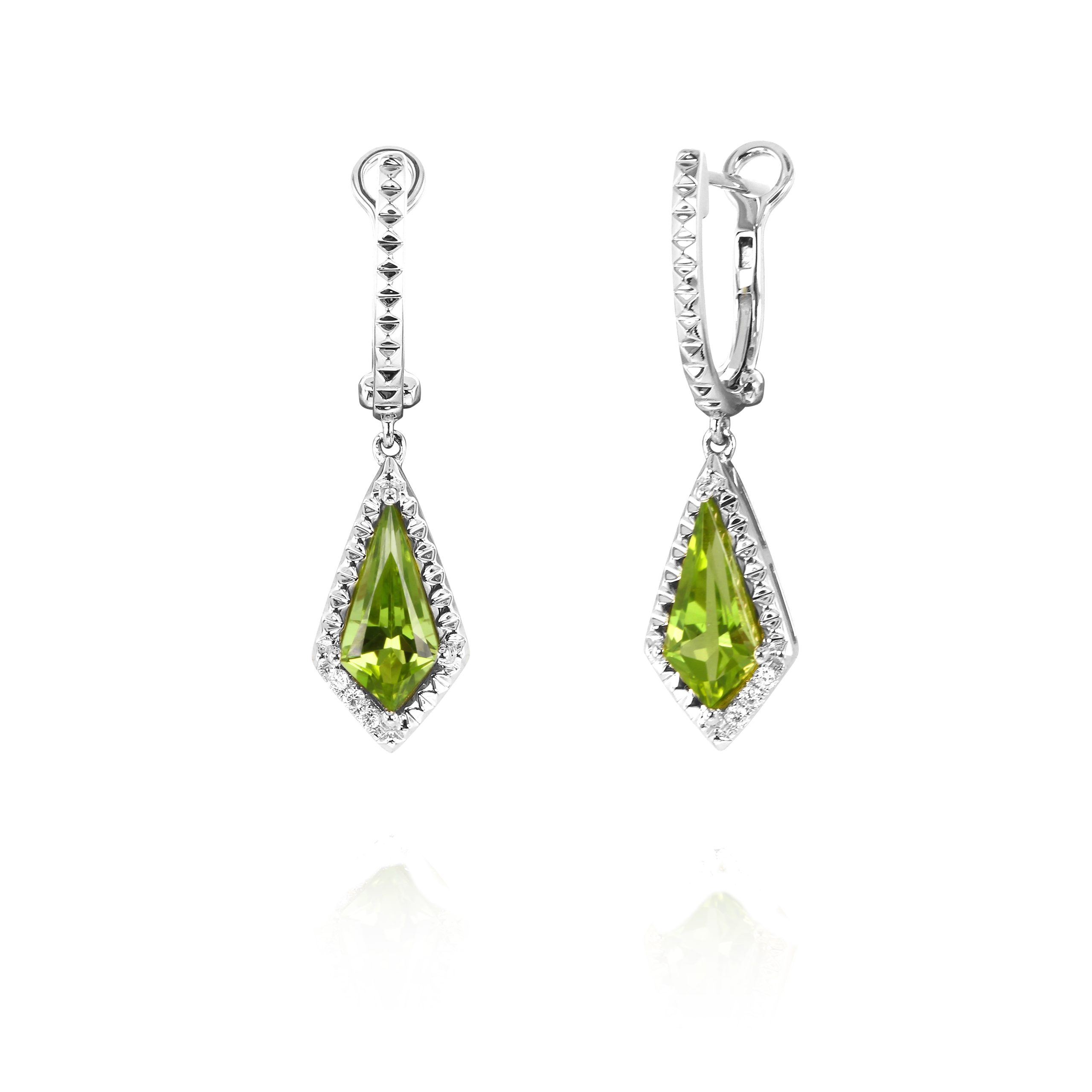 Peridot & Diamond Drop Earrings - Image 2