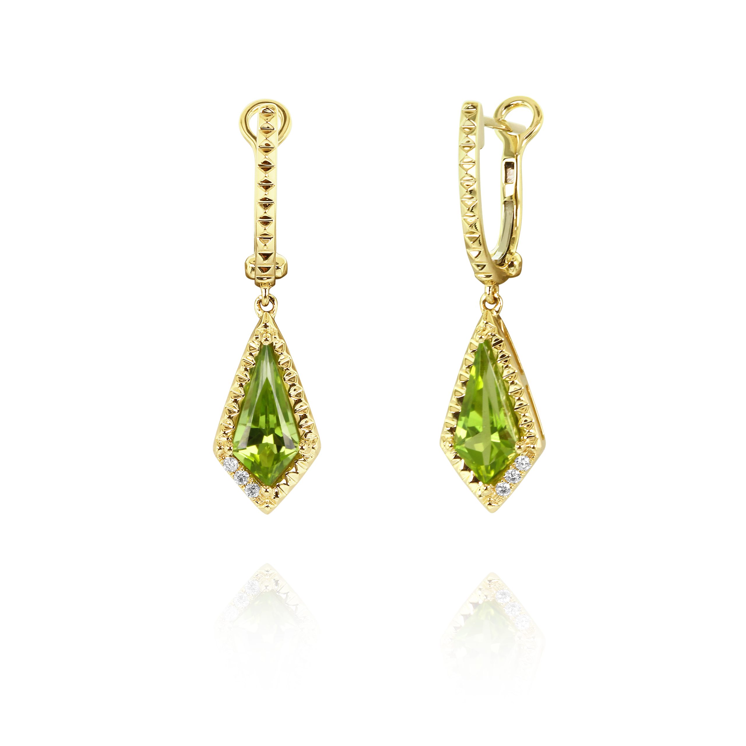 Peridot & Diamond Drop Earrings