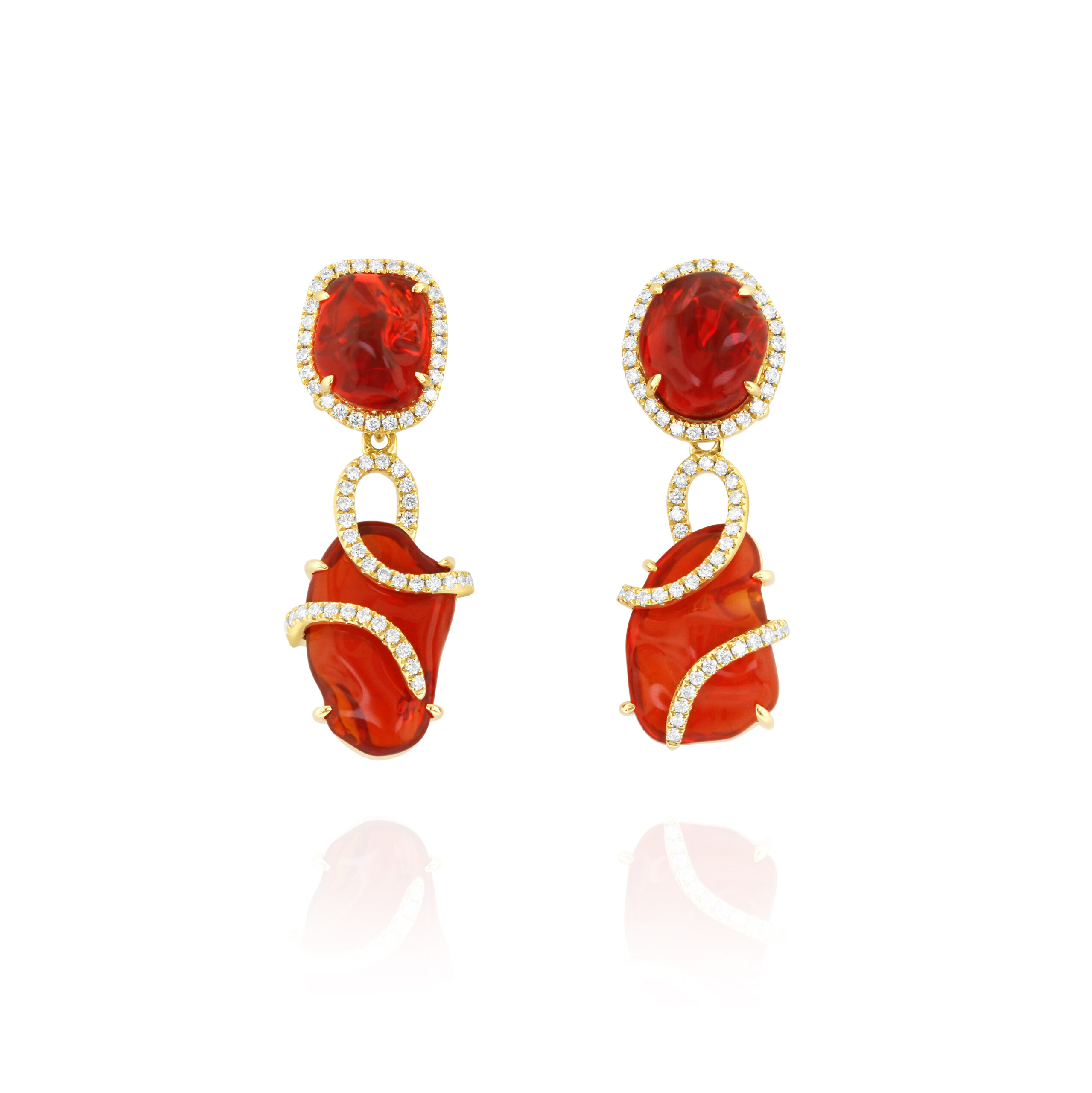 Free Form Convertible Fire Opal Earrings