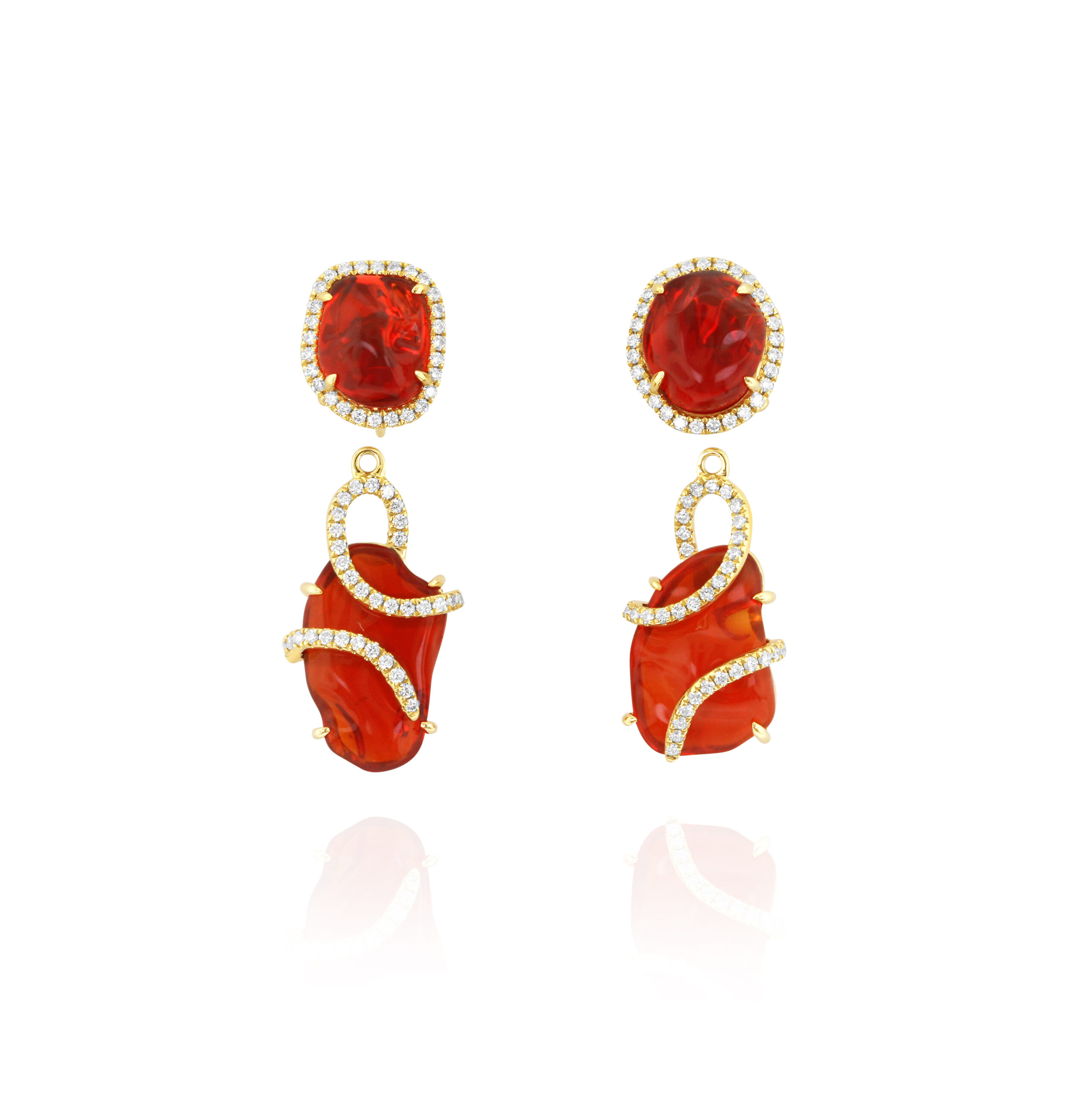 Free Form Convertible Fire Opal Earrings - Image 2