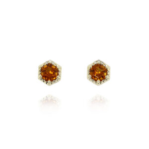 Hexagon Citrine Stud Earrings