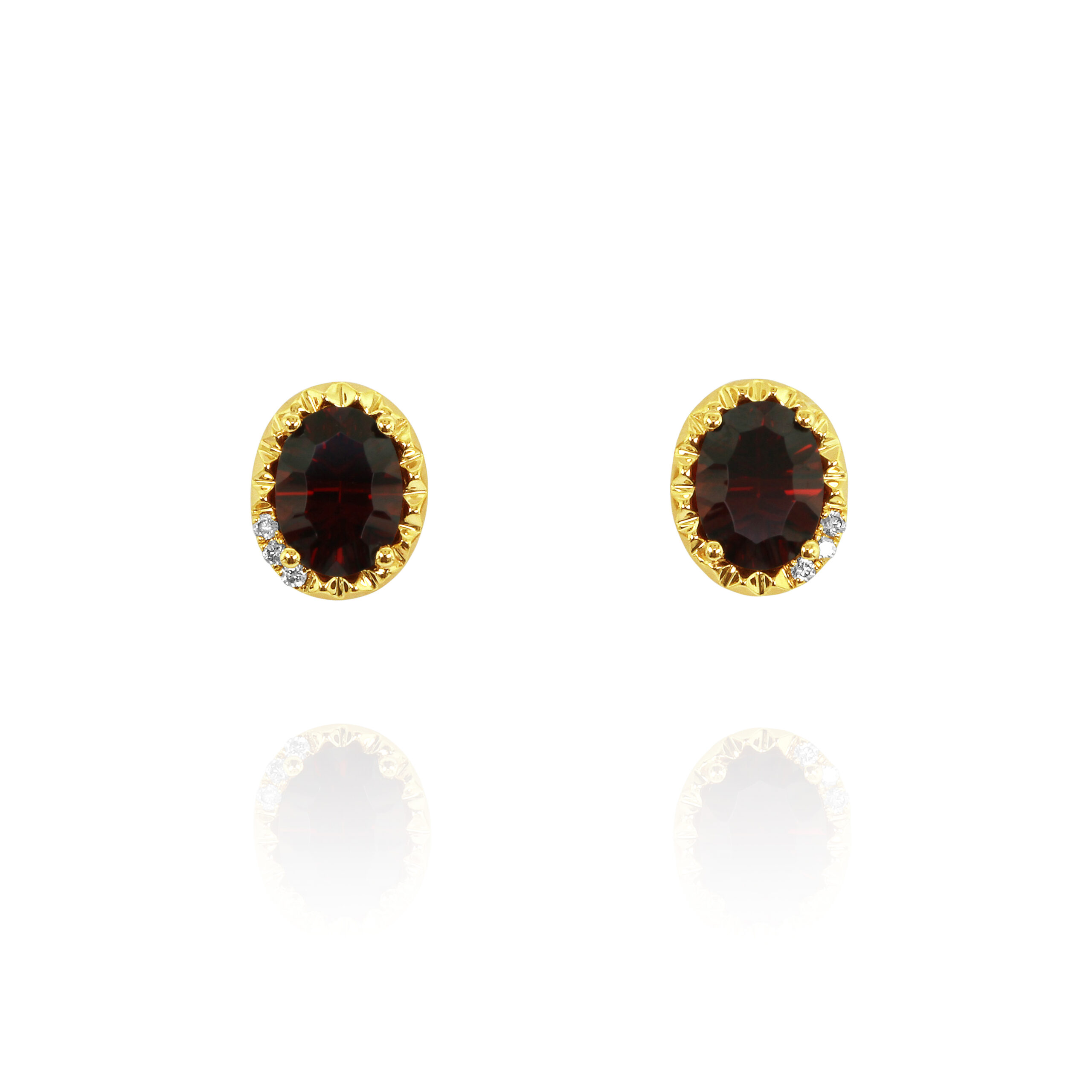 Oval Red Garnet Stud Earrings